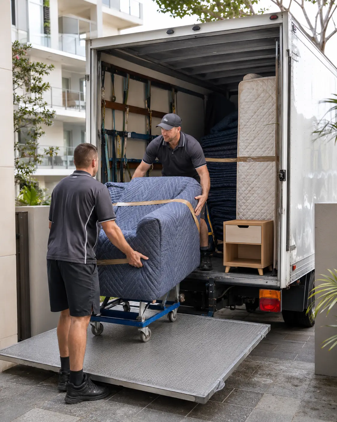 Gold Coast furniture removalists carefully moving household furniture for a small local move