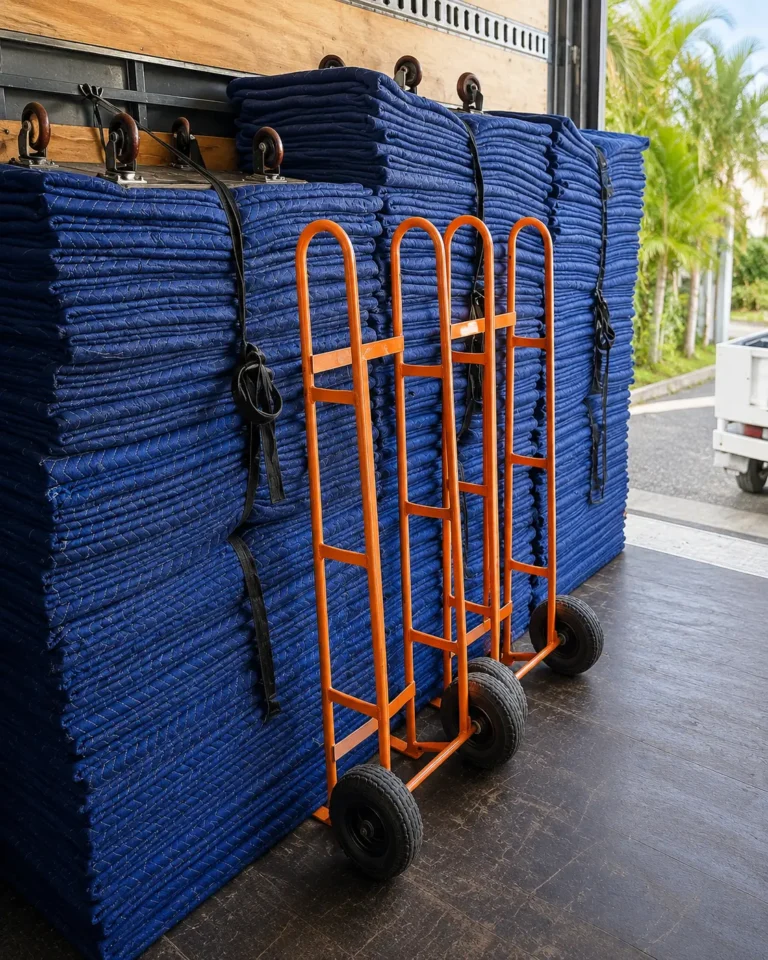 Gold Coast removalist moving blankets and trolleys ready for furniture removals